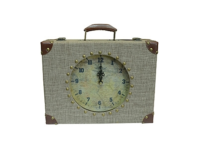 Suitcase Decorative Wooden Mantel Clock in Vintage Style